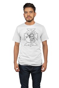 Half ram, half lion (BG Black) (White T) - Printed Zodiac Sign Tshirts - Made especially for astrology lovers people