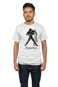 Aquarius (White T) - Printed Zodiac Sign Tshirts - Made especially for astrology lovers people