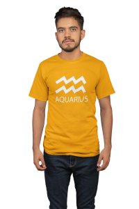 Aquarius (Yellow T) - Printed Zodiac Sign Tshirts - Made especially for astrology lovers people