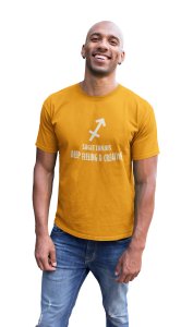 Sagittarius, deep feeling and creative (Yellow T) - Printed Zodiac Sign Tshirts - Made especially for astrology lovers people