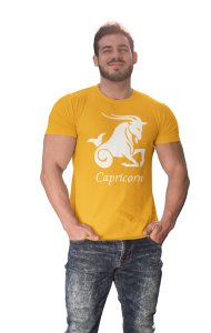 Capricorn (BG White) (Yellow T) - Printed Zodiac Sign Tshirts - Made especially for astrology lovers people