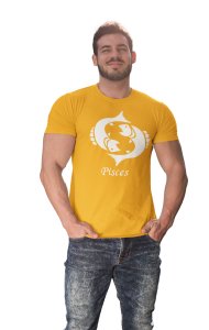 Pisces (BG White) (Yellow T) - Printed Zodiac Sign Tshirts - Made especially for astrology lovers people
