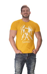 Gemini (BG white) (Yellow T) - Printed Zodiac Sign Tshirts - Made especially for astrology lovers people