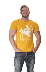 Sagittarius (BG White) (Yellow T) - Printed Zodiac Sign Tshirts - Made especially for astrology lovers people