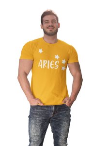 Aries stars (Yellow T) - Printed Zodiac Sign Tshirts - Made especially for astrology lovers people
