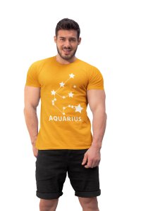 Aquarius stars (Yellow T) - Printed Zodiac Sign Tshirts - Made especially for astrology lovers people