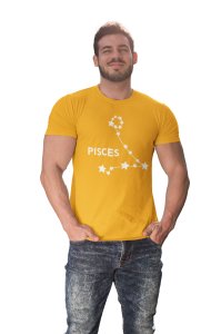 Pisces stars (Yellow T) - Printed Zodiac Sign Tshirts - Made especially for astrology lovers people