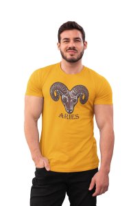 Aries symbol (Yellow T) - Printed Zodiac Sign Tshirts - Made especially for astrology lovers people