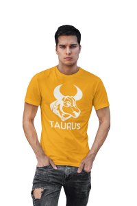 Taurus, (BG White) (Yellow T) - Printed Zodiac Sign Tshirts - Made especially for astrology lovers people