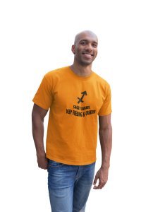 Sagittarius, deep feeling and creative (BG Black) (Yellow T) - Printed Zodiac Sign Tshirts - Made especially for astrology lovers people