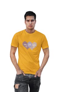 Libra, sagittarius, funny couple (Yellow T) - Printed Zodiac Sign Tshirts - Made especially for astrology lovers people