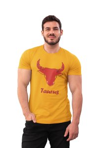 Taurus (BG Red) (Yellow T) - Printed Zodiac Sign Tshirts - Made especially for astrology lovers people