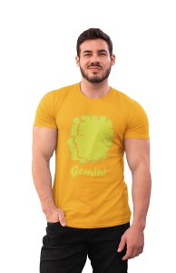 Gemini (BG green) (Yellow T) - Printed Zodiac Sign Tshirts - Made especially for astrology lovers people