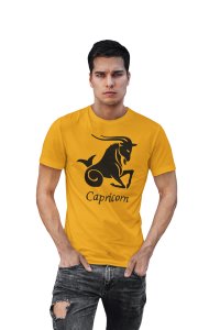 Capricorn (BG Black) (Yellow T) - Printed Zodiac Sign Tshirts - Made especially for astrology lovers people