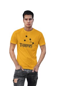 Taurus stars (BG Black) (Yellow T) - Printed Zodiac Sign Tshirts - Made especially for astrology lovers people