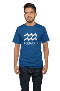 Aquarius(Blue T) - Printed Zodiac Sign Tshirts - Made especially for astrology lovers people
