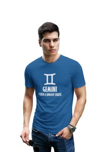 Gemini, Playful and adorably erratic(Blue T) - Printed Zodiac Sign Tshirts - Made especially for astrology lovers people