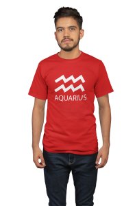 Aquarius (Red T) - Printed Zodiac Sign Tshirts - Made especially for astrology lovers people