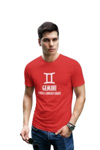 Gemini, playful and adorably erratic (Red T) - Printed Zodiac Sign Tshirts - Made especially for astrology lovers people