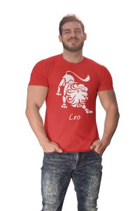 Leo (BG White) (Red T) - Printed Zodiac Sign Tshirts - Made especially for astrology lovers people