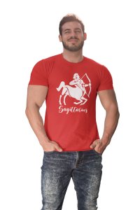 Sagittarius (BG White) (Red T) - Printed Zodiac Sign Tshirts - Made especially for astrology lovers people