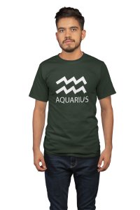 Aquarius (Green T) - Printed Zodiac Sign Tshirts - Made especially for astrology lovers people