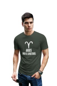Aries, bold and ambitious (Green T) - Printed Zodiac Sign Tshirts - Made especially for astrology lovers people