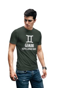 Gemini, playful and adorably erratic (Green T) - Printed Zodiac Sign Tshirts - Made especially for astrology lovers people
