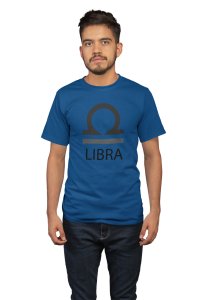 Libra (BG black)(Blue T) - Printed Zodiac Sign Tshirts - Made especially for astrology lovers people