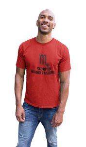 Scorpio, passionate and mysterious (BG Black) (Red T) - Printed Zodiac Sign Tshirts - Made especially for astrology lovers people