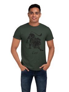 Leo (BG Black) (Green T) - Printed Zodiac Sign Tshirts - Made especially for astrology lovers people