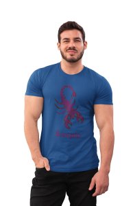 Scorpio (BG Brown)(Blue T) - Printed Zodiac Sign Tshirts - Made especially for astrology lovers people