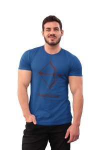 Sagittarius (BG Brown)(Blue T) - Printed Zodiac Sign Tshirts - Made especially for astrology lovers people