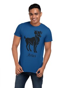 Aries symbol(Blue T) - Printed Zodiac Sign Tshirts - Made especially for astrology lovers people