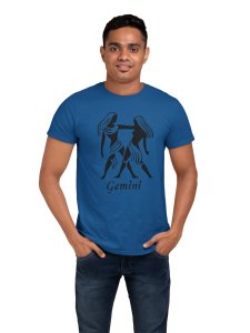 Gemini symbol(Blue T) - Printed Zodiac Sign Tshirts - Made especially for astrology lovers people