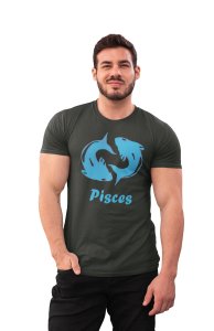 Pisces (BG Sky Blue) (Green T) - Printed Zodiac Sign Tshirts - Made especially for astrology lovers people