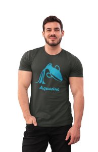 Aquarius (BG Sky blue) (Green T) - Printed Zodiac Sign Tshirts - Made especially for astrology lovers people