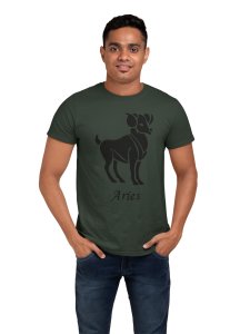 Aries (BG Black) (Green T) - Printed Zodiac Sign Tshirts - Made especially for astrology lovers people