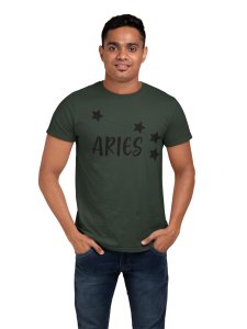 Aries stars (BG Black) (Green T) - Printed Zodiac Sign Tshirts - Made especially for astrology lovers people
