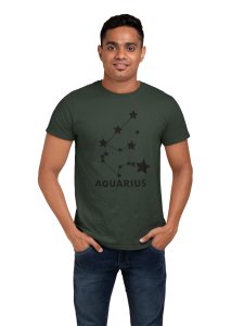 Aquarius stars (BG Black) (Green T) - Printed Zodiac Sign Tshirts - Made especially for astrology lovers people