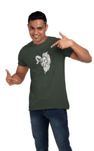 Half Ram-Lion (Green T) - Printed Zodiac Sign Tshirts - Made especially for astrology lovers people