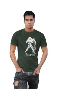 Aquarius (BG White) (Green T) - Printed Zodiac Sign Tshirts - Made especially for astrology lovers people