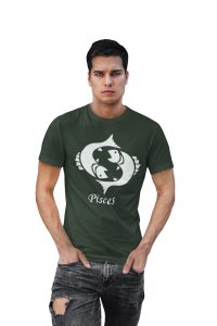 Pisces (BG White) (Green T) - Printed Zodiac Sign Tshirts - Made especially for astrology lovers people