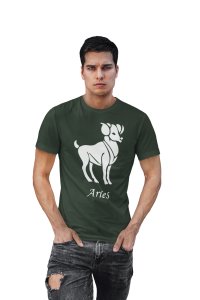 Aries (BG White) (Green T) - Printed Zodiac Sign Tshirts - Made especially for astrology lovers people