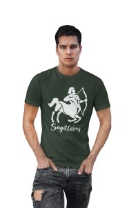 Sagittarius (BG White) (Green T) - Printed Zodiac Sign Tshirts - Made especially for astrology lovers people