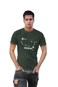 Gemini stars (BG white) (Green T) - Printed Zodiac Sign Tshirts - Made especially for astrology lovers people