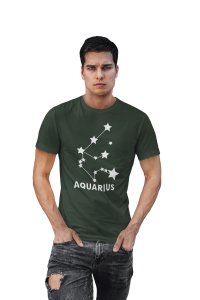 Aquarius stars (BG white) (Green T) - Printed Zodiac Sign Tshirts - Made especially for astrology lovers people