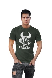 Taurus ox face (BG White) (Green T) - Printed Zodiac Sign Tshirts - Made especially for astrology lovers people
