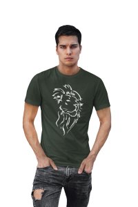 Lion face, white liner (Green T) - Printed Zodiac Sign Tshirts - Made especially for astrology lovers people