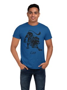 Leo symbol(Blue T) - Printed Zodiac Sign Tshirts - Made especially for astrology lovers people